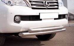 Защита переднего бампера (2 трубыØ76 и 63 мм, нержавейка) SLITKOFF Lexus GX460 J150 дорестайлинг (2009-2013)