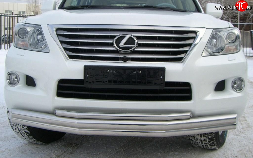 29 749 р. Тройная защита переднего бампера SLITKOFF 70 мм Lexus LX570 J200 дорестайлинг (2007-2012)  с доставкой в г. Москва