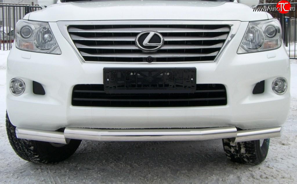 21 349 р. Защита переднего бампера (Ø70 мм ступень, нержавейка) SLITKOFF Lexus LX570 J200 дорестайлинг (2007-2012)  с доставкой в г. Москва