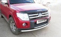 20 599 р. Защита переднего бампера (2 трубыØ76 и 42 мм, нержавейка) SLITKOFF  Mitsubishi Pajero ( 4 V90,  4 V80) (2006-2011) дорестайлинг, дорестайлинг  с доставкой в г. Москва. Увеличить фотографию 2