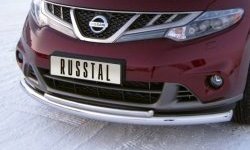 18 849 р. Защита переднего бампера (2 трубыØ63 и 42 мм, нержавейка) SLITKOFF Nissan Murano 2 Z51 рестайлинг (2010-2016)  с доставкой в г. Москва. Увеличить фотографию 1