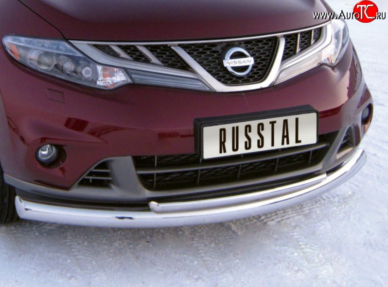 21 549 р. Защита переднего бампера (2 трубыØ76 и 42 мм, нержавейка) SLITKOFF Nissan Murano 2 Z51 рестайлинг (2010-2016)  с доставкой в г. Москва