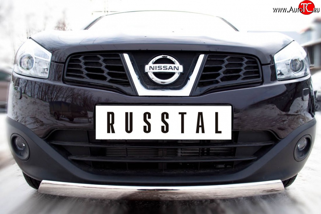 15 399 р. Защита переднего бампера (Ø75х42 мм, нержавейка) Russtal Nissan Qashqai +2 1 J10 дорестайлинг (2008-2010)  с доставкой в г. Москва