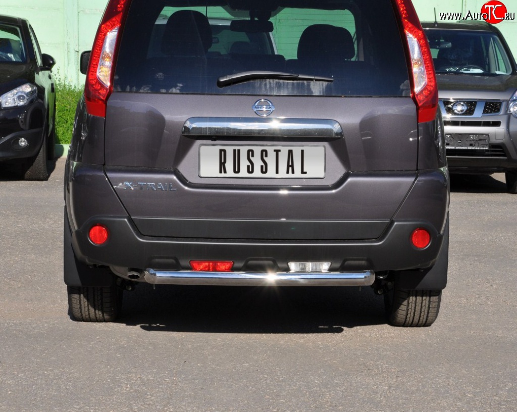 8 799 р. Защита заднего бампера (Ø63 мм, нержавейка) Russtal Nissan X-trail 2 T31 рестайлинг (2010-2015)  с доставкой в г. Москва