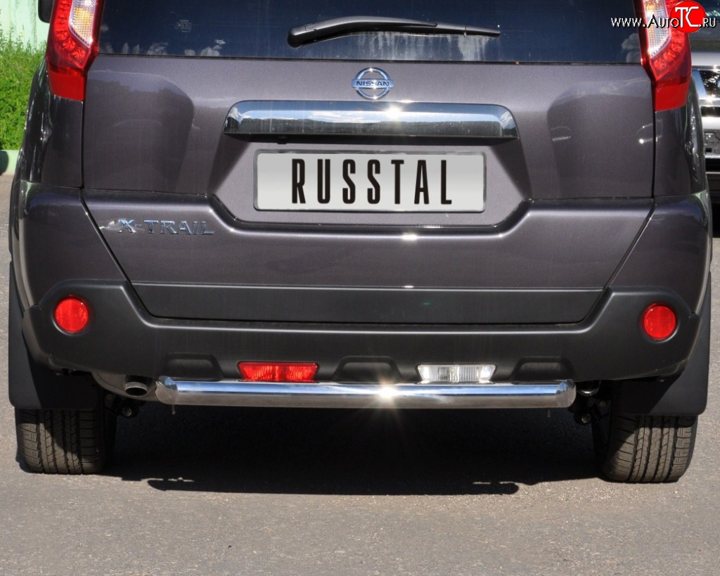 8 799 р. Защита заднего бампера (Ø76 мм, нержавейка) Russtal Nissan X-trail 2 T31 рестайлинг (2010-2015)  с доставкой в г. Москва