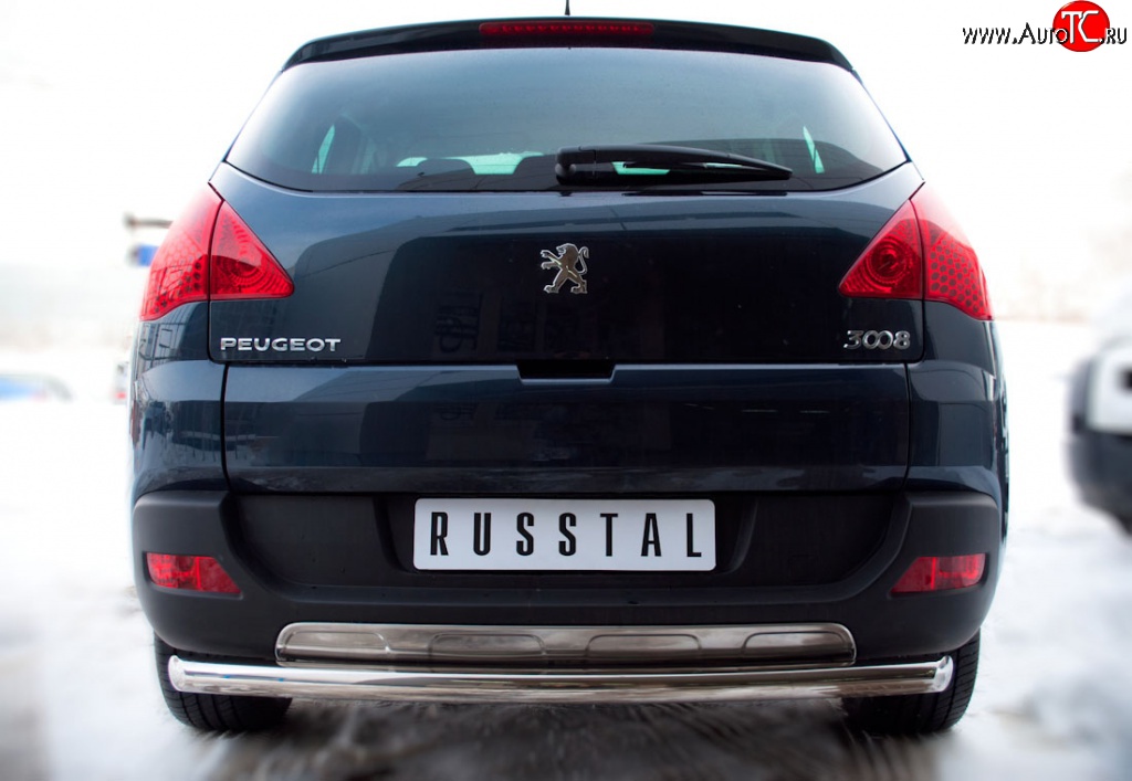 14 899 р. Защита заднего бампера (Ø63 мм, нержавейка) SLITKOFF  Peugeot 3008 (2009-2013) дорестайлинг  с доставкой в г. Москва