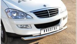 10 949 р. Защита переднего бампера (2 трубыØ63 и 42 мм, нержавейка) Russtal SSANGYONG Kyron дорестайлинг (2005-2007)  с доставкой в г. Москва. Увеличить фотографию 2