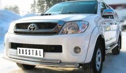 16 949 р. Защита переднего бампера (2 трубыØ63 и 42 мм, нержавейка) SLITKOFF  Toyota Hilux  AN10,AN20 (2008-2011) 1-ый рестайлинг  с доставкой в г. Москва. Увеличить фотографию 2