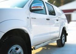 11 399 р. Защита порогов Russtal из круглой трубы диаметром 76 мм  Toyota Hilux ( AN10,AN20,  AN20,AN30) (2008-2016) 1-ый рестайлинг,  2-ой рестайлинг (Защита порогов с со скосами на торцах (вариант 1))  с доставкой в г. Москва. Увеличить фотографию 3