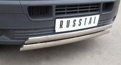 22 299 р. Защита переднего бампера (2 трубыØ75х42 мм, нержавейка) Russtal Volkswagen Transporter T5 дорестайлинг (2003-2009)  с доставкой в г. Москва. Увеличить фотографию 2