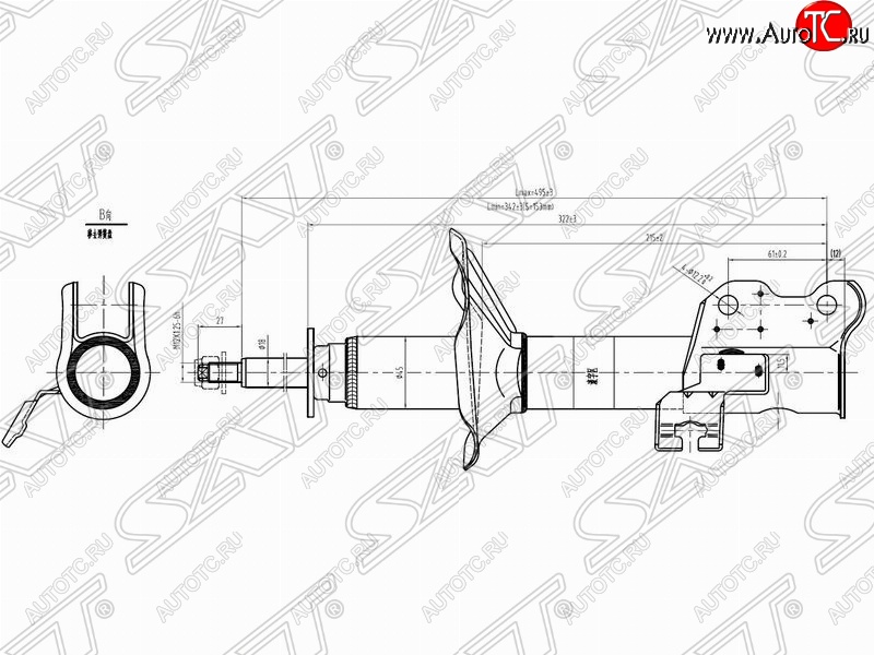 4 199 р. Правый амортизатор передний SAT  Nissan 100NX (1990-1996)  с доставкой в г. Москва