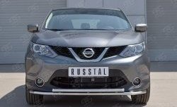 15 449 р. Защита переднего бампера (2 трубыØ42 мм, нержавейка) SLITKOFF Nissan Qashqai 2 J11 дорестайлинг (2013-2019)  с доставкой в г. Москва. Увеличить фотографию 1