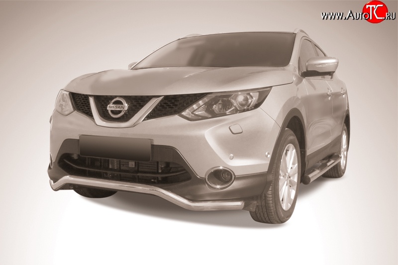 13 749 р. Фигурная защита переднего бампера диаметром 57 мм Slitkoff Nissan Qashqai 2 J11 дорестайлинг (2013-2019) (Нержавейка, Полированная)  с доставкой в г. Москва