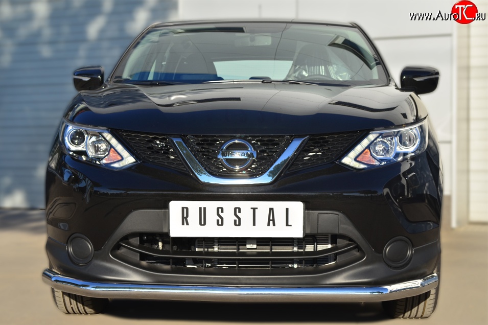 11 449 р. Одинарная защита переднего бампера диаметром 63 мм Russtal  Nissan Qashqai  2 (2013-2019) J11 дорестайлинг  с доставкой в г. Москва