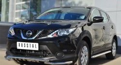 23 999 р. Защита переднего бампера (Ø42 мм с зубами, нержавейка) SLITKOFF Nissan Qashqai 2 J11 дорестайлинг (2013-2019)  с доставкой в г. Москва. Увеличить фотографию 2