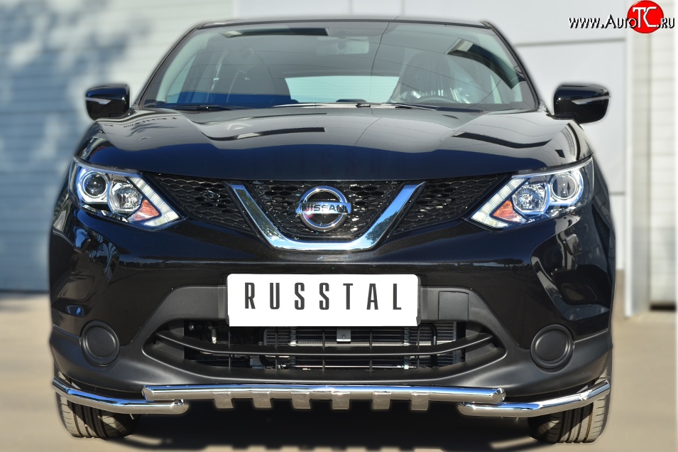 23 999 р. Защита переднего бампера (Ø42 мм с зубами, нержавейка) SLITKOFF Nissan Qashqai 2 J11 дорестайлинг (2013-2019)  с доставкой в г. Москва