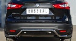 Защита заднего бампера (Ø42 мм волна, нержавейка) SLITKOFF Nissan Qashqai 2 J11 дорестайлинг (2013-2019)