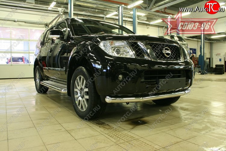 17 639 р. Защита переднего бампера одинарная Souz-96 (d76) Nissan Pathfinder R51 рестайлинг (2009-2014)  с доставкой в г. Москва