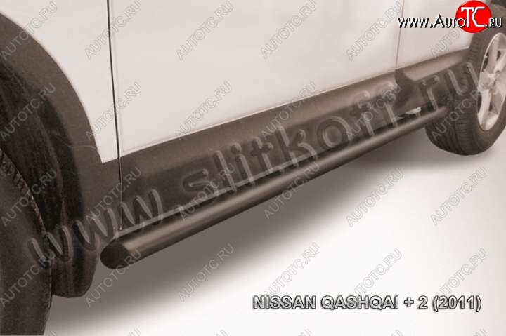 10 849 р. Защита порогов Slitkoff  Nissan Qashqai +2  1 (2010-2014) J10 рестайлинг (Цвет: серебристый)  с доставкой в г. Москва