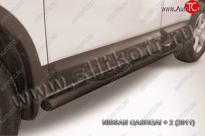 13 599 р. Защита порогов Slitkoff  Nissan Qashqai +2  1 (2010-2014) J10 рестайлинг (Цвет: серебристый)  с доставкой в г. Москва