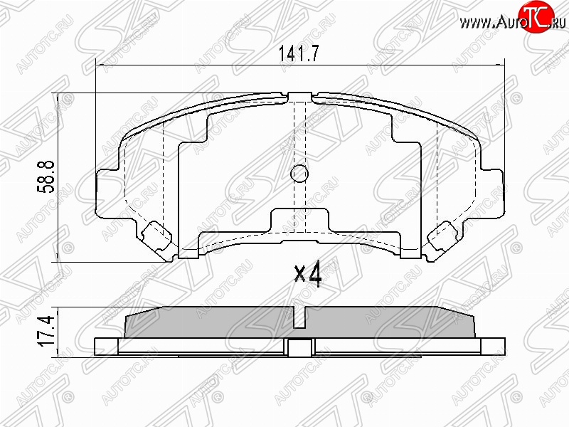 1 399 р. Комплект тормозных колодок SAT  Nissan Qashqai  1 (2007-2010), Nissan Qashqai +2  1 (2008-2014), Nissan X-trail  2 T31 (2007-2015), Renault Koleos ( 1) (2007-2016)  с доставкой в г. Москва