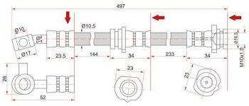 489 р. Тормозной шланг SAT (левый)  Nissan AD  Y11 - Wingroad  2 Y11  с доставкой в г. Москва. Увеличить фотографию 1