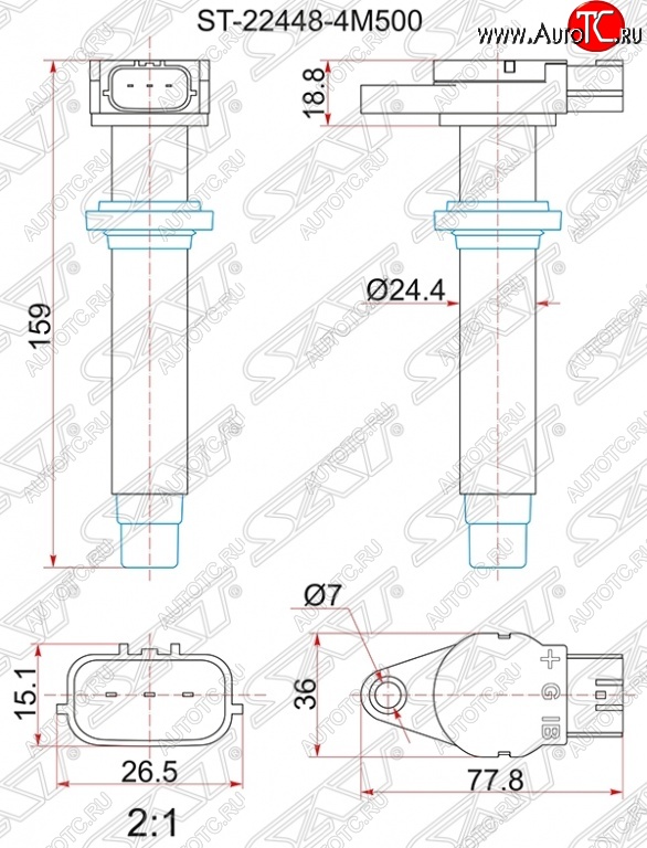 1 459 р. Катушка зажигания SAT  Nissan Almera  N16 - Tino  с доставкой в г. Москва