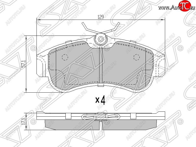 1 169 р. Колодки тормозные SAT (передние) Nissan Bluebird Sylphy седан G10 дорестайлинг (2000-2003)  с доставкой в г. Москва