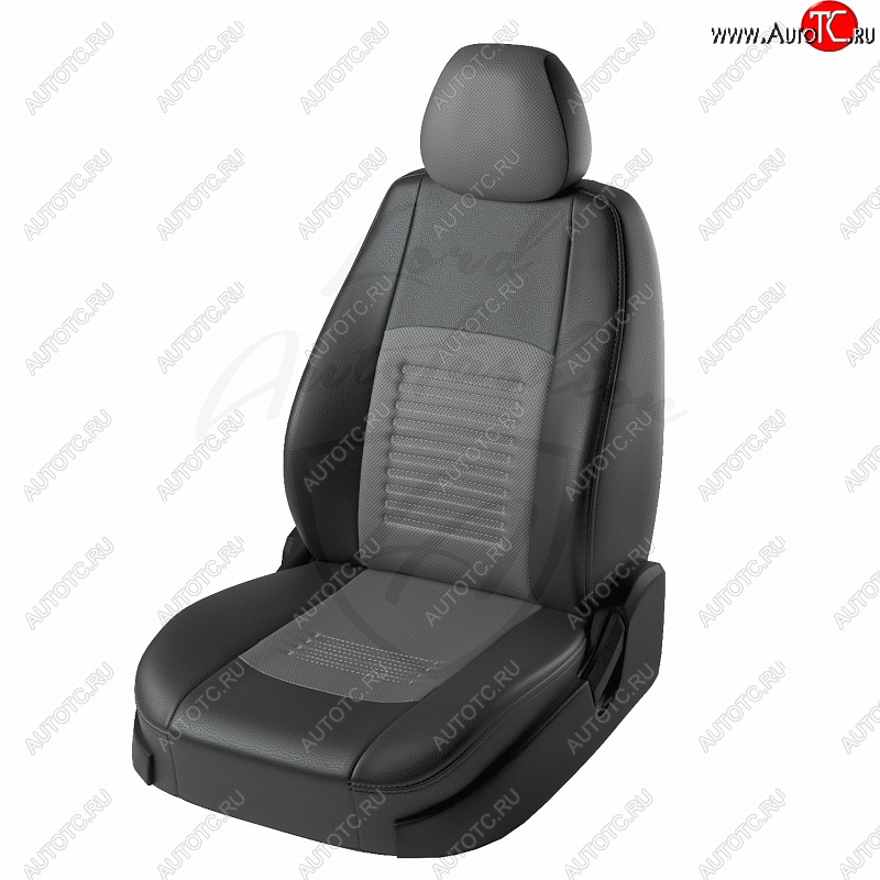 9 449 р. Чехлы для сидений Lord Autofashion Турин (экокожа) Nissan Almera G15 седан (2012-2019) (Черный, вставка серая)  с доставкой в г. Москва