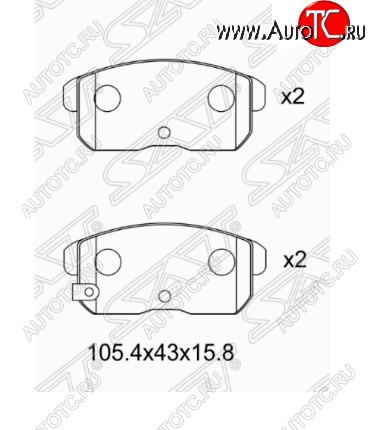 889 р. Комплект задних тормозных колодок SAT Nissan Bluebird седан U14 дорестайлинг (1996-1998)  с доставкой в г. Москва