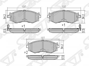 1 179 р. Колодки тормозные SAT (передние)  Nissan Bluebird  седан - Sunny  B15  с доставкой в г. Москва. Увеличить фотографию 1