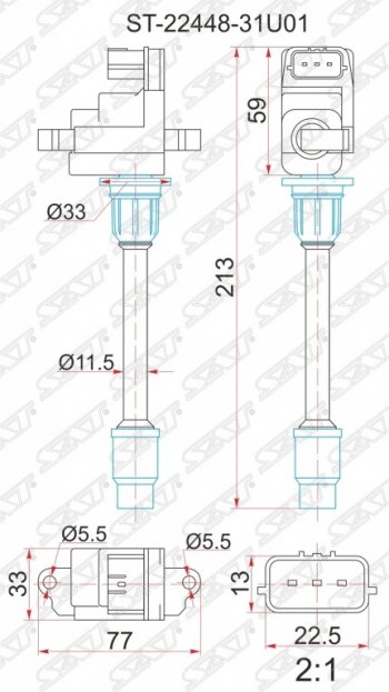 Катушка зажигания SAT Nissan (Нисан) Cefiro (Цефиро)  A32 (1994-1998) A32