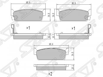 779 р. Колодки тормозные SAT (задние) Nissan Cedric (1991-1995)  с доставкой в г. Москва. Увеличить фотографию 1