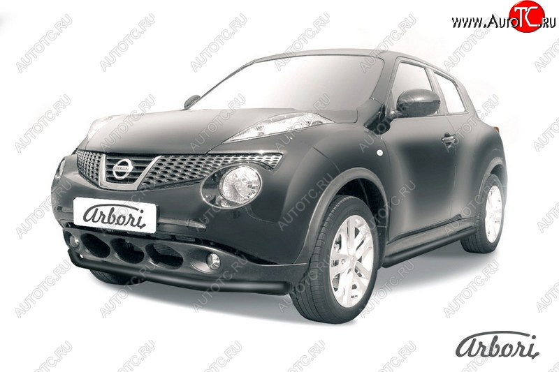 5 939 р. Защита переднего бампера 2WD Arbori (черная, 1 труба d57 mm). Nissan Juke 1 YF15 рестайлинг (2014-2020)  с доставкой в г. Москва