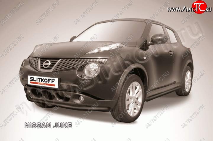 7 999 р. Защита переднего бампера из трубы d57 Slitkoff Nissan Juke 1 YF15 рестайлинг (2014-2020) (Цвет: серебристый)  с доставкой в г. Москва