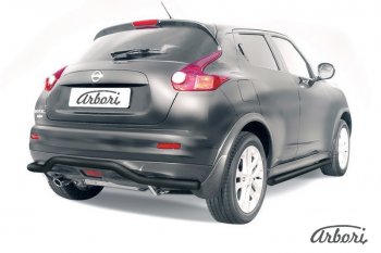 Защита заднего бампера 2WD Arbori (волна, черная, 1 труба d57 mm). Nissan Juke 1 YF15 рестайлинг (2014-2020)