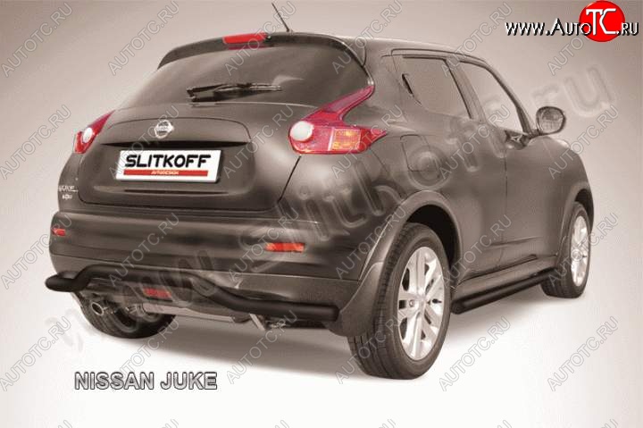 8 949 р. Защита заднего бампера из трубы d57 Slitkoff (волна) Nissan Juke 1 YF15 дорестайлинг (2010-2014) (Цвет: серебристый)  с доставкой в г. Москва