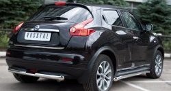 12 399 р. Защита заднего бампера (Ø63 и 42 мм, нержавейка) SLITKOFF Nissan Juke 1 YF15 дорестайлинг (2010-2014)  с доставкой в г. Москва. Увеличить фотографию 4