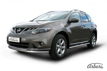 13 499 р. Защита штатных порогов Arbori (нержавейка, d57 mm).  Nissan Murano  2 Z51 (2010-2016) рестайлинг  с доставкой в г. Москва. Увеличить фотографию 2