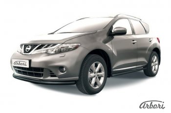 7 649 р. Защита переднего бампера Arbori (черная, 1 труба d57 mm).  Nissan Murano  2 Z51 (2010-2016) рестайлинг  с доставкой в г. Москва. Увеличить фотографию 1