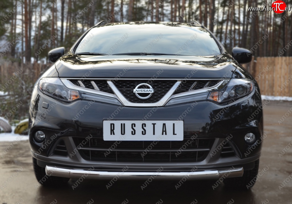 15 549 р. Защита переднего бампера (Ø76 мм, нержавейка) SLITKOFF Nissan Murano 2 Z51 рестайлинг (2010-2016)  с доставкой в г. Москва