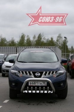 20 654 р. Защита переднего бампера Souz-96 (d76) Nissan Murano 2 Z51 дорестайлинг (2008-2011)  с доставкой в г. Москва. Увеличить фотографию 2