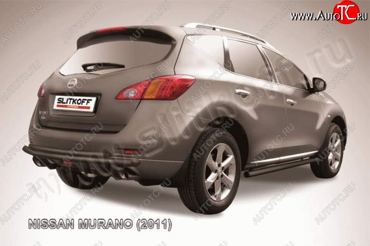 7 999 р. Защита задняя Slitkoff  Nissan Murano  2 Z51 (2010-2016) рестайлинг (Цвет: серебристый)  с доставкой в г. Москва