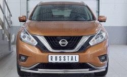 14 999 р. Защита переднего бампера (2 трубыØ42 мм, нержавейка) Russtal  Nissan Murano  3 Z52 (2015-2022) дорестайлинг  с доставкой в г. Москва. Увеличить фотографию 1