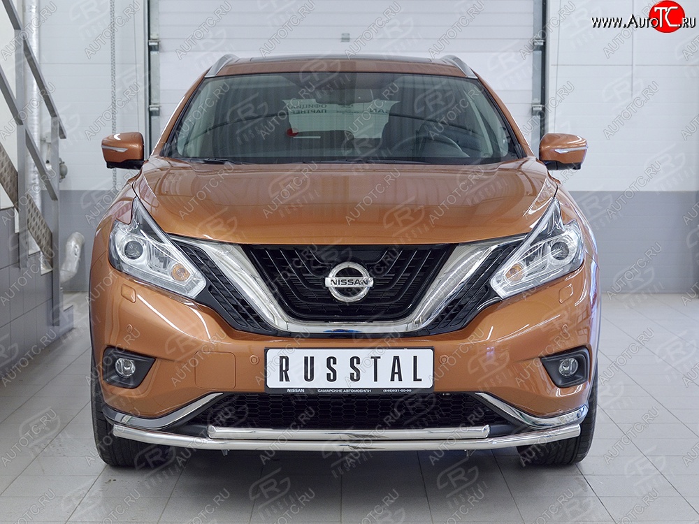 14 999 р. Защита переднего бампера (2 трубыØ42 мм, нержавейка) Russtal Nissan Murano 3 Z52 дорестайлинг (2015-2022)  с доставкой в г. Москва