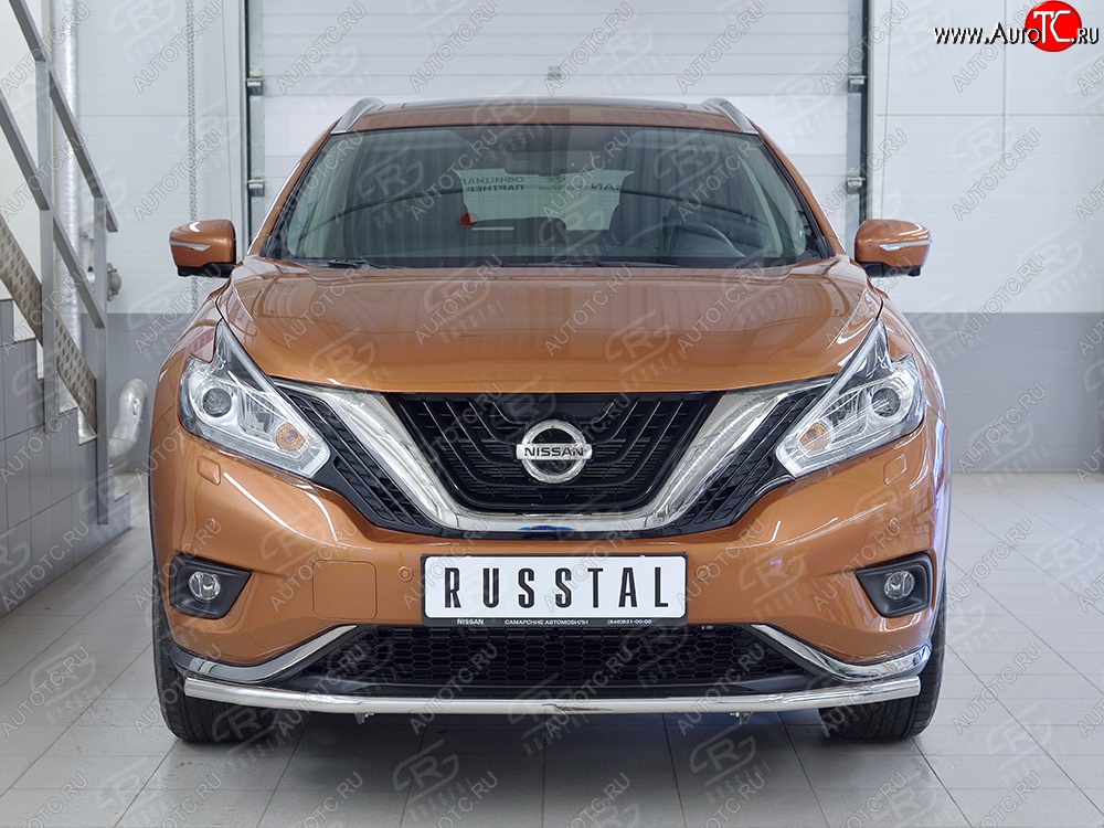 16 899 р. Защита переднего бампера (Ø42 мм, нержавейка) SLITKOFF Nissan Murano 3 Z52 дорестайлинг (2015-2022)  с доставкой в г. Москва