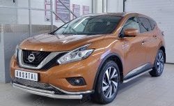 19 999 р. Защита переднего бампера (2 трубыØ63 и 42 мм, нержавейка) SLITKOFF  Nissan Murano  3 Z52 (2015-2022) дорестайлинг  с доставкой в г. Москва. Увеличить фотографию 2