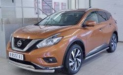 21 899 р. Защита переднего бампера (2 трубыØ63 и 75х42 мм, нержавейка) Russtal Nissan Murano 3 Z52 дорестайлинг (2015-2022)  с доставкой в г. Москва. Увеличить фотографию 2