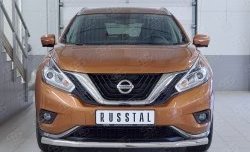 14 599 р. Защита переднего бампера (Ø63 мм, нержавейка) Russtal  Nissan Murano  3 Z52 (2015-2022) дорестайлинг  с доставкой в г. Москва. Увеличить фотографию 1