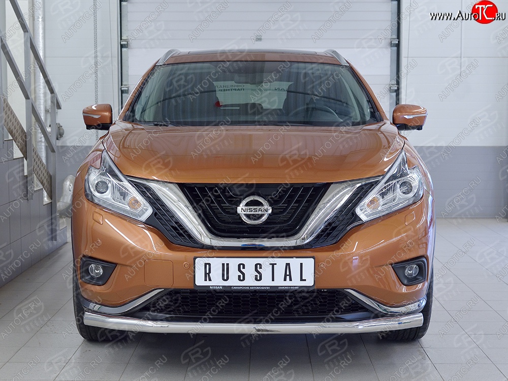 14 599 р. Защита переднего бампера (Ø63 мм, нержавейка) Russtal  Nissan Murano  3 Z52 (2015-2022) дорестайлинг  с доставкой в г. Москва